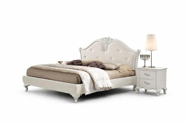Cama de lujo Camas clásicas Estructuras de cama Doble Moderno Cama doble moderna Blanca