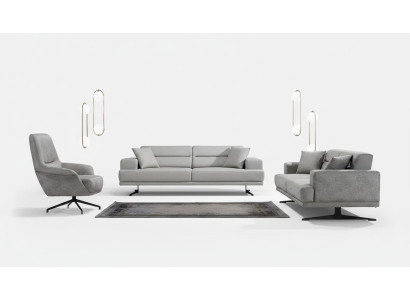 Sofá de tres plazas más dos sillones, conjunto de sofá y sillones, sofá de cuero diseño con tapicería.