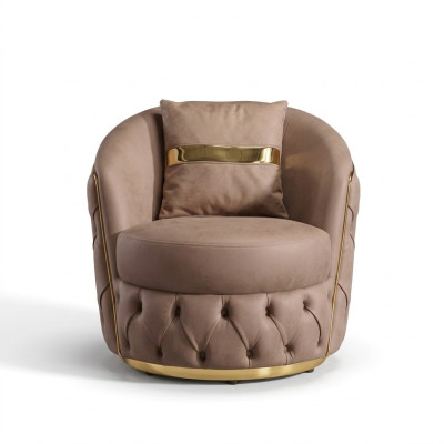 Un sillón lujoso y moderno en un tono beige claro de Chesterfield