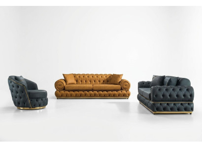 Sofá de lujo Chesterfield 3+3+1 sofá conjunto sillón sofás de cuero