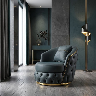 Sillón Chesterfield Asiento Barroco Diseño Rococó Moderno Sala de Estar Tapizado Trono
