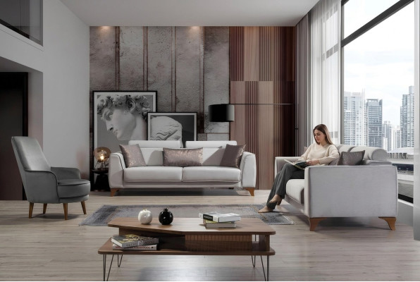 Conjunto de sofás de 3+3+1 plazas, sofá diseño sofa sillon tapizado asiento sofá