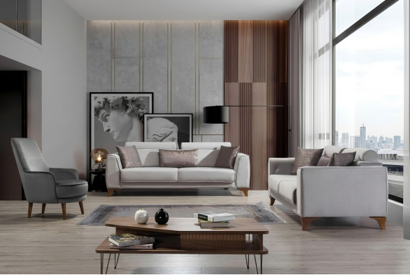 Conjunto de sofás de 3+3+1 plazas, sofá diseño sofa sillon tapizado asiento sofá