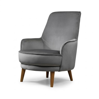 Sillón asiento Diseño moderno Sala de estar Tapizado Individual Relajación Gris Estilo Lujo