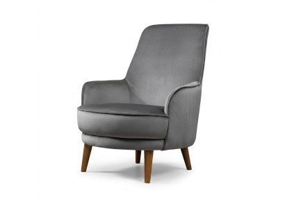 Sillón asiento Diseño moderno Sala de estar Tapizado Individual Relajación Gris Estilo Lujo