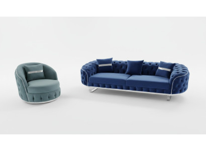 Sofá de 3 plazas + 1 sillón conjunto de diseño Sofás Sofá Sofá Acolchado Diseño de lujo