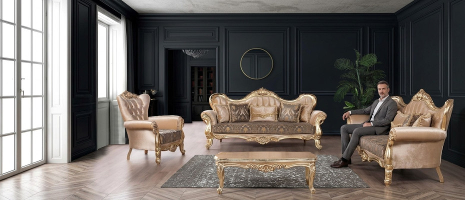 Conjunto de sofás de lujo 3+1 asientos Conjunto de sillones Sofás Asientos Tela Sala de estar Nuevo