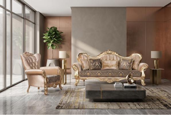 Conjunto de sofás de lujo 3+1 asientos Conjunto de sillones Sofás Asientos Tela Sala de estar Nuevo