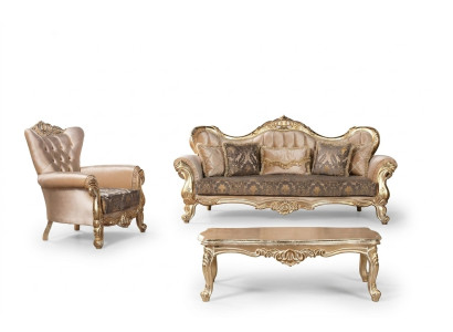 Conjunto de sofás de lujo 3+1 asientos Conjunto de sillones Sofás Asientos Tela Sala de estar Nuevo
