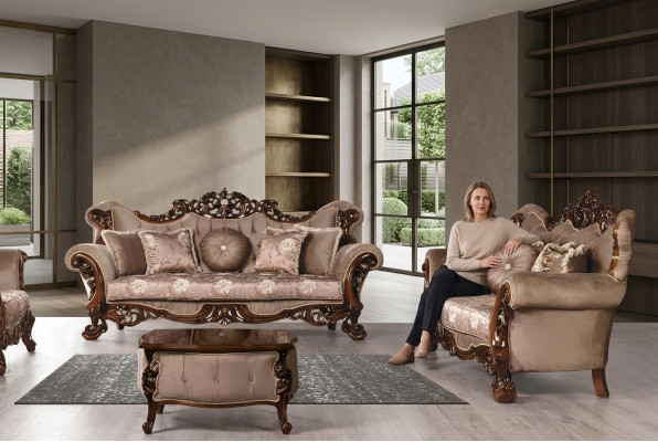 Conjunto de sofás conjunto de sofás 3 plazas 3 plazas Sofás de lujo Estilo tela Sala de estar Barroco