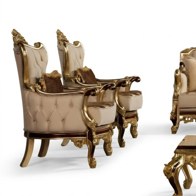 Sillón Diseño Tapizado Sofá Barroco Chesterfield Textil Sala de estar Nuevo Butaca de orejas