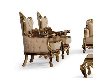 Sillón Diseño Tapizado Sofá Barroco Chesterfield Textil Sala de estar Nuevo Butaca de orejas