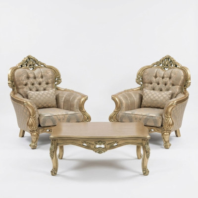 Sillón orejero Diseño Sofá tapizado Barroco Chesterfield Tela Sala de estar Nuevo