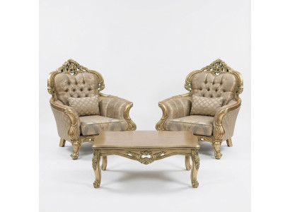 Sillón orejero Diseño Sofá tapizado Barroco Chesterfield Tela Sala de estar Nuevo