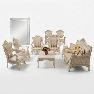 Juego de sofá sillón, sofá conjunto de sofás 3+1+1 asientos set de tapicería barroca