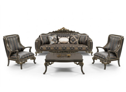 Conjunto de sofás 3+1+1, mesa de centro, sillón, conjunto de sofás de tela de estilo barroco.