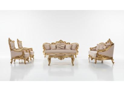 Conjunto de sofá de 5 piezas nuevo de tela barroca con sofá, asiento, mesa de centro y sillón.
