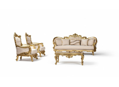 Conjunto de sofás tapizados, sofá 3 plazas + 2 sillones individual, sofá barroco de tela nuevo.