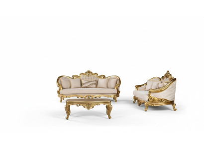 Conjunto de sofás de lujo de 3+3 plazas con sillón, conjunto de sofás de tela barroca.