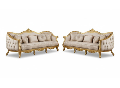 Conjunto de sofás 3+3 plazas Sofá Sofás Sillones Asiento Juego de tapizados Tela Sala de estar Barroco