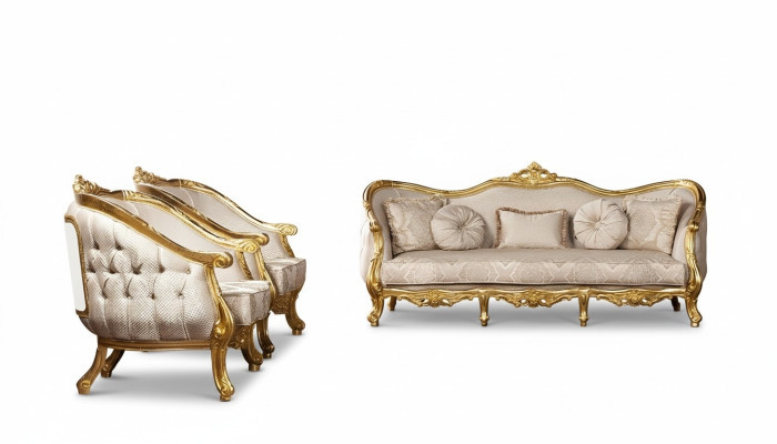 Conjunto de sofás Barroco 3+1+1 Sofá Chesterfield Sofá Sofás Sillones Conjunto de asientos