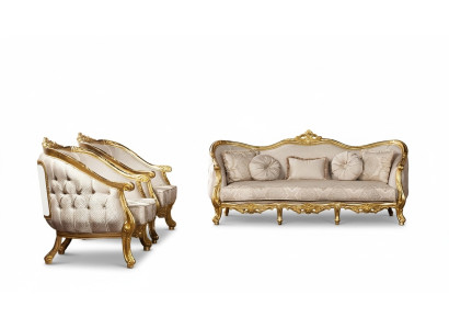 Conjunto de sofás Barroco 3+1+1 Sofá Chesterfield Sofá Sofás Sillones Conjunto de asientos