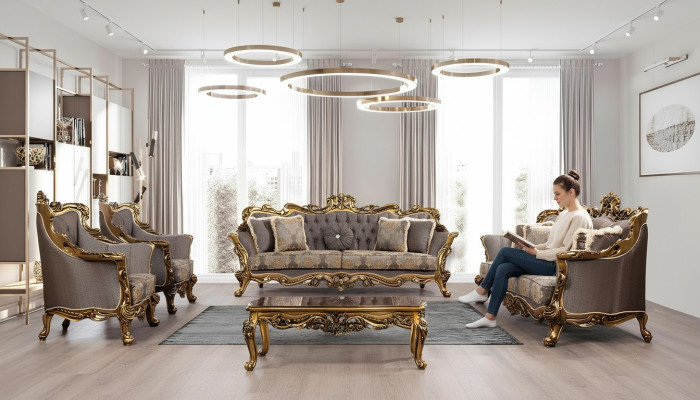 Set de lujo de 5 piezas Conjunto de sofá 3+3+1+1 Mesa de café Sofá Sofás Sillón