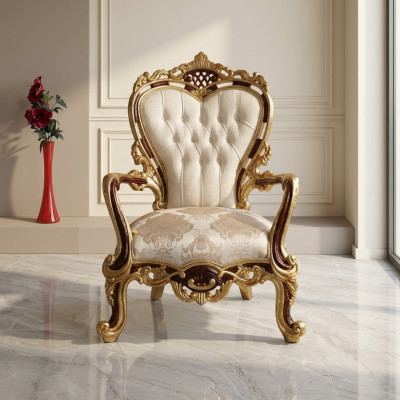 Sillón orejero Lujo Diseño Tapizado Sofá Sofá Chesterfield Textil Oro Nuevo