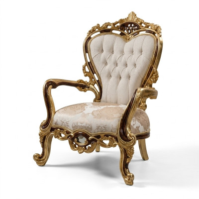 Sillón orejero Lujo Diseño Tapizado Sofá Sofá Chesterfield Textil Oro Nuevo
