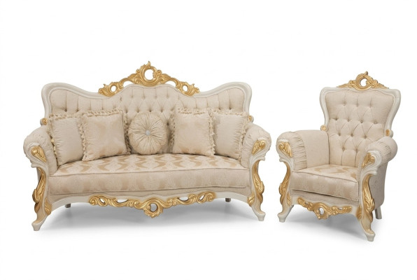 Conjunto de sofá de lujo de 3+1 plazas de la colección Gruppe, tapizado en tela, sofá, sofás y sillón de estilo barroco, nuevo.