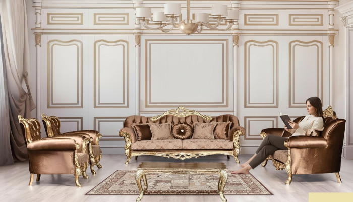 Sofá conjunto de sofás 3+3+1+1 Mesa de centro Sofá Sofás Sillón Conjunto de lujo Set de 5 piezas
