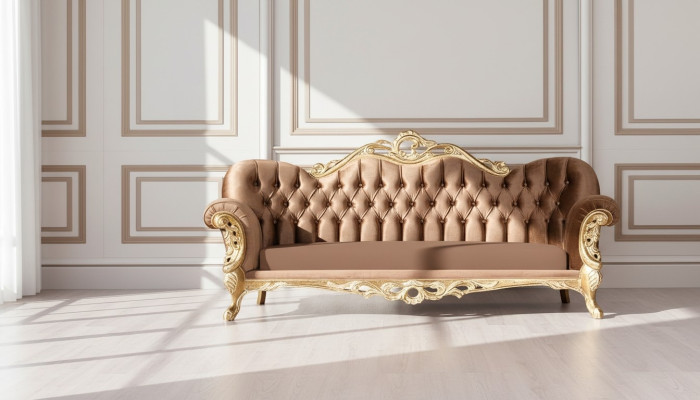 Sofá de tres plazas de lujo estilo Barroco y Rococó Tapizado en tela conjunto de sofás y sillones muebles de estilo.