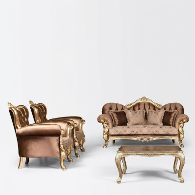 Sillón de orejas Sillón Diseño barroco Tapizado Sofá Chesterfield Textil Asiento Nuevo