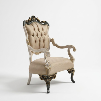 Sillón butaca diseño sofá tapizado tela barroco sala de estar tejido asiento.