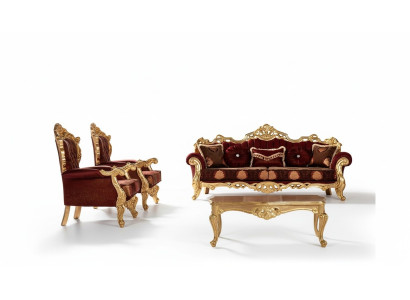 Conjunto de sofás sillones, juego de sofás 3+1+1 plazas de tela de lujo estilo barroco para sala de estar.