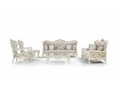 Sofá 3+3+1+1 Conjunto de mesa de café Asiento 5 piezas Clásico Sofás Sillones Lujo Nuevo