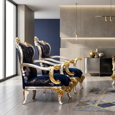 Sillón Concepto de sillón Alas diseño Tapizado Sofá Couch Barroco Asiento Estilo 1 Plaza Textil