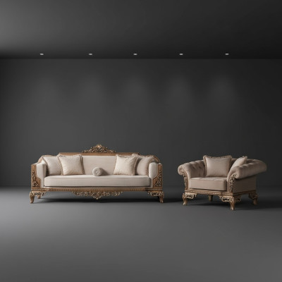 Sofá de 3 plazas más 3 plazas Chesterfield, conjunto de lujo de sillón y sofá de tela, juego de 2 piezas.