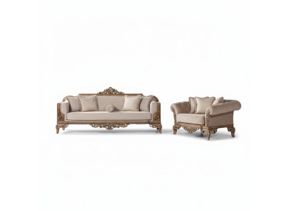 Sofá de 3 plazas más 3 plazas Chesterfield, conjunto de lujo de sillón y sofá de tela, juego de 2 piezas.