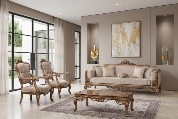Conjunto de sofá sillón sofá 3+1+1 asiento Grupo de lujo Barroco Rococó muebles