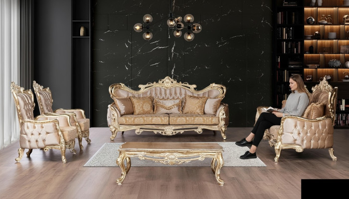Conjunto de sofás 3+3+1+1 mesa de centro sofá sillón sofás relax lujo set de 5 piezas