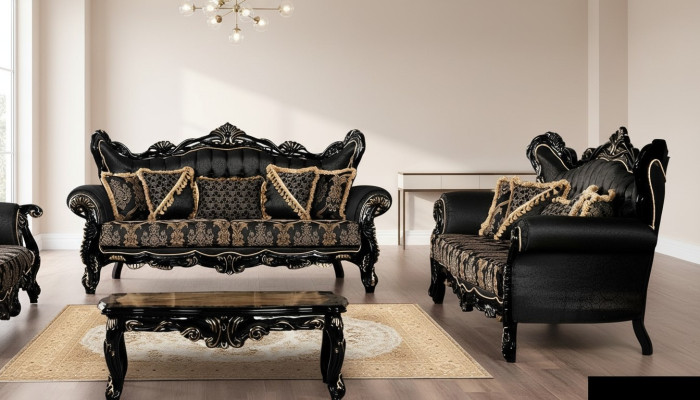 Sofá conjunto de 3+3 plazas, sofá, sillón, sofás, conjunto de lujo, set de tela de poliéster nuevo.