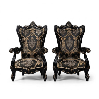 Sillón orejero de lujo de tela diseño tapizado barroco muebles textiles