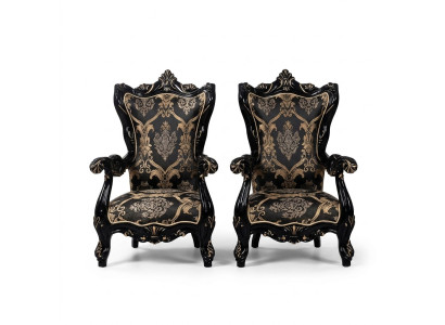 Sillón orejero de lujo de tela diseño tapizado barroco muebles textiles