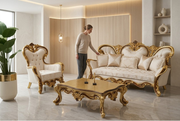Conjunto de sofás, juego de sofás 3+1 plazas Sofá Sillón Sofás Grupo de tela Sala de estar Nuevo.