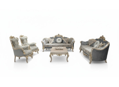 Sofá conjunto 3+3+1+1 Mesa de centro Sofá de lujo Sillón Sofás Juego de tela de 5 piezas