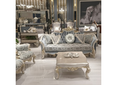Sofá de tres plazas 3 asientos Sofá Muebles Clásico Sofás Tela Estilo Barroco Rococó Nuevo