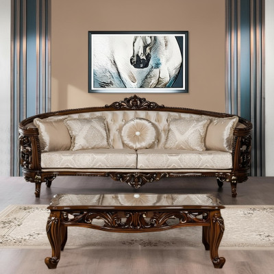 Sofá de tres plazas 3 asientos Muebles clásicos Sofás de tela Estilo barroco rococó Lujo Nuevo