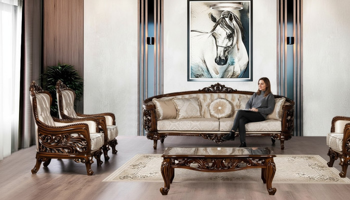 Sofá de lujo conjunto 3+1+1 asientos mesa de centro grupo sofá sillón sofás tela sofá.