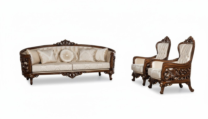 Conjunto de sofás, sofá de 3 plazas y 2 sillones de tela para la sala de estar, 3 piezas